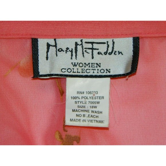 2 for/$25 Mary McFadden Sheer Floral Salmon Colored Blouse Plus Size 18W - Picture 8 of 9